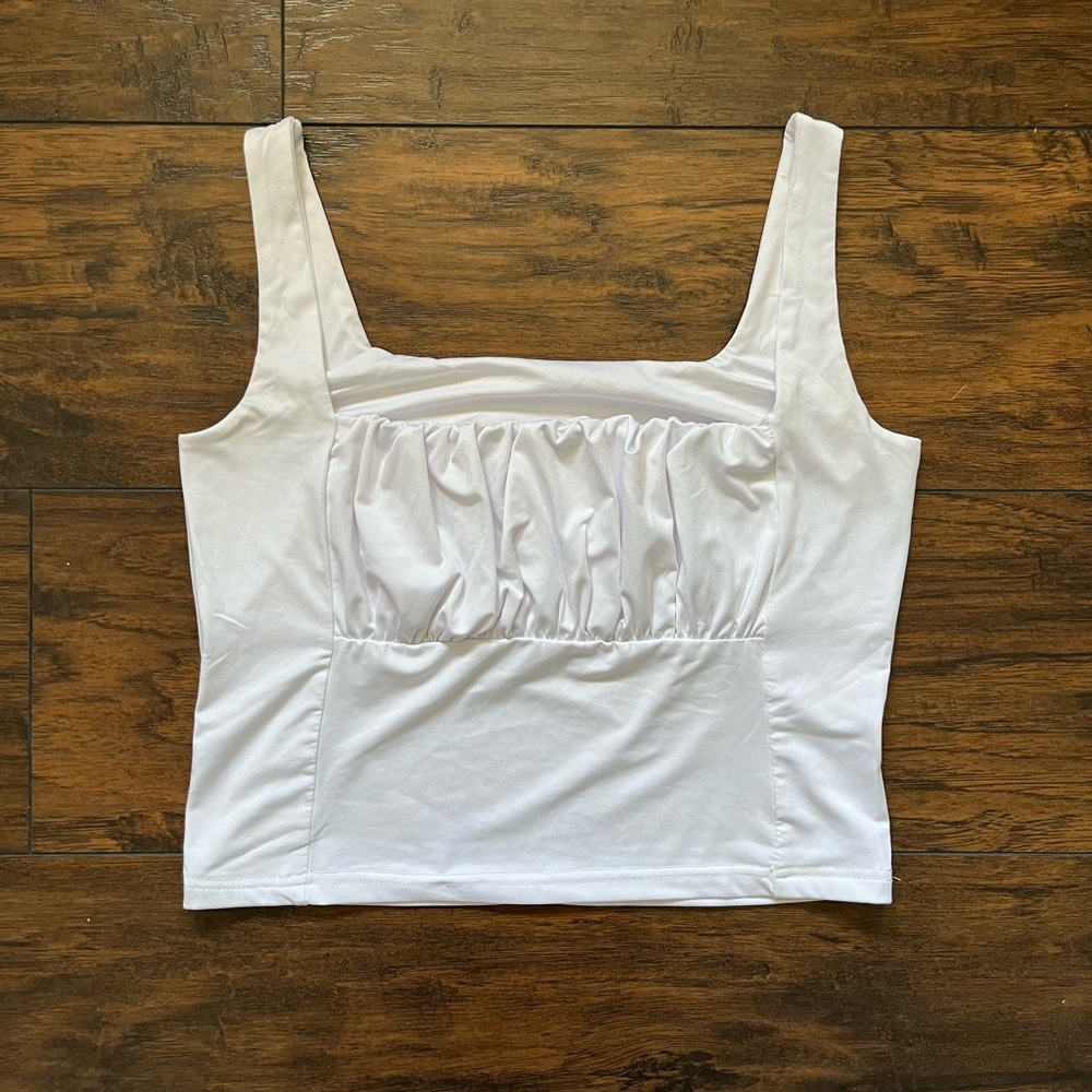White Cropped Tank